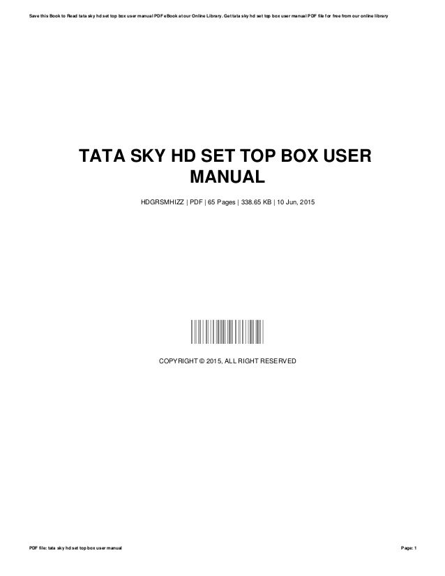 Tata sky 4k set top box user manual
